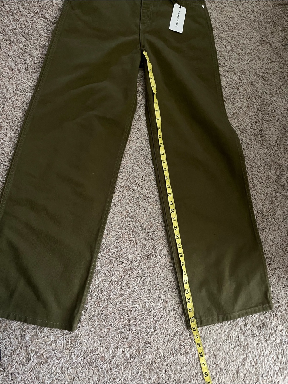 NWT STAUD X Wrangler The Loose WIde Leg Jean in Sergeant Sz 27 Army Green - Picture 14 of 15